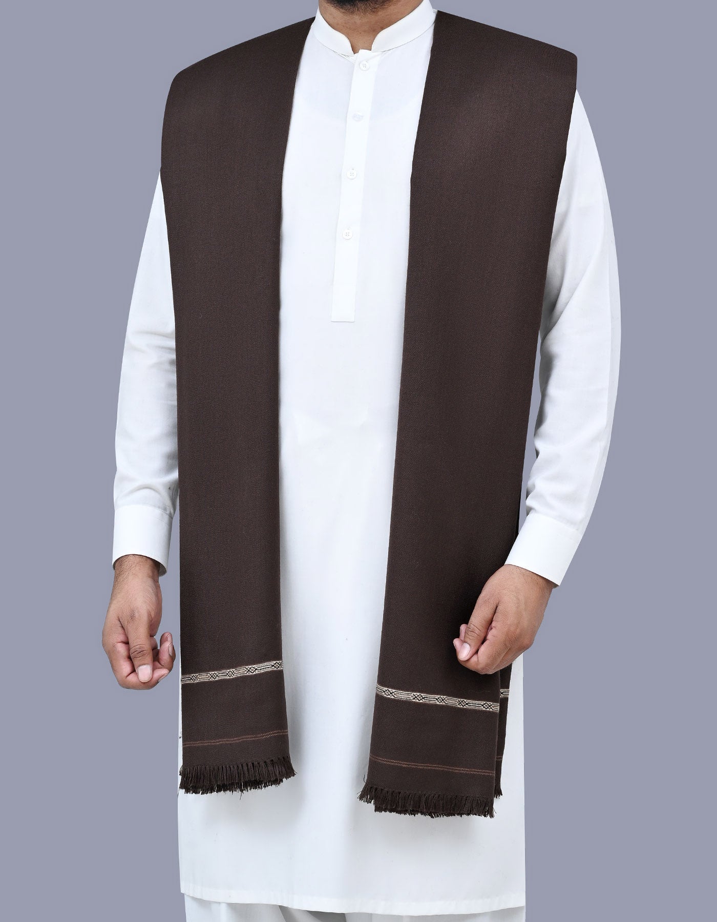 Men's Winter Wool Shawl -Chocolate