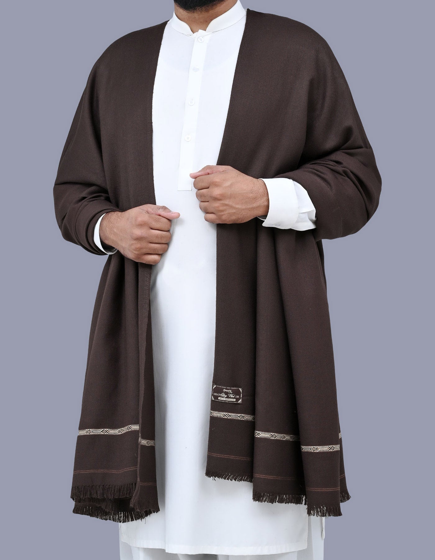 Men's Winter Wool Shawl -Chocolate