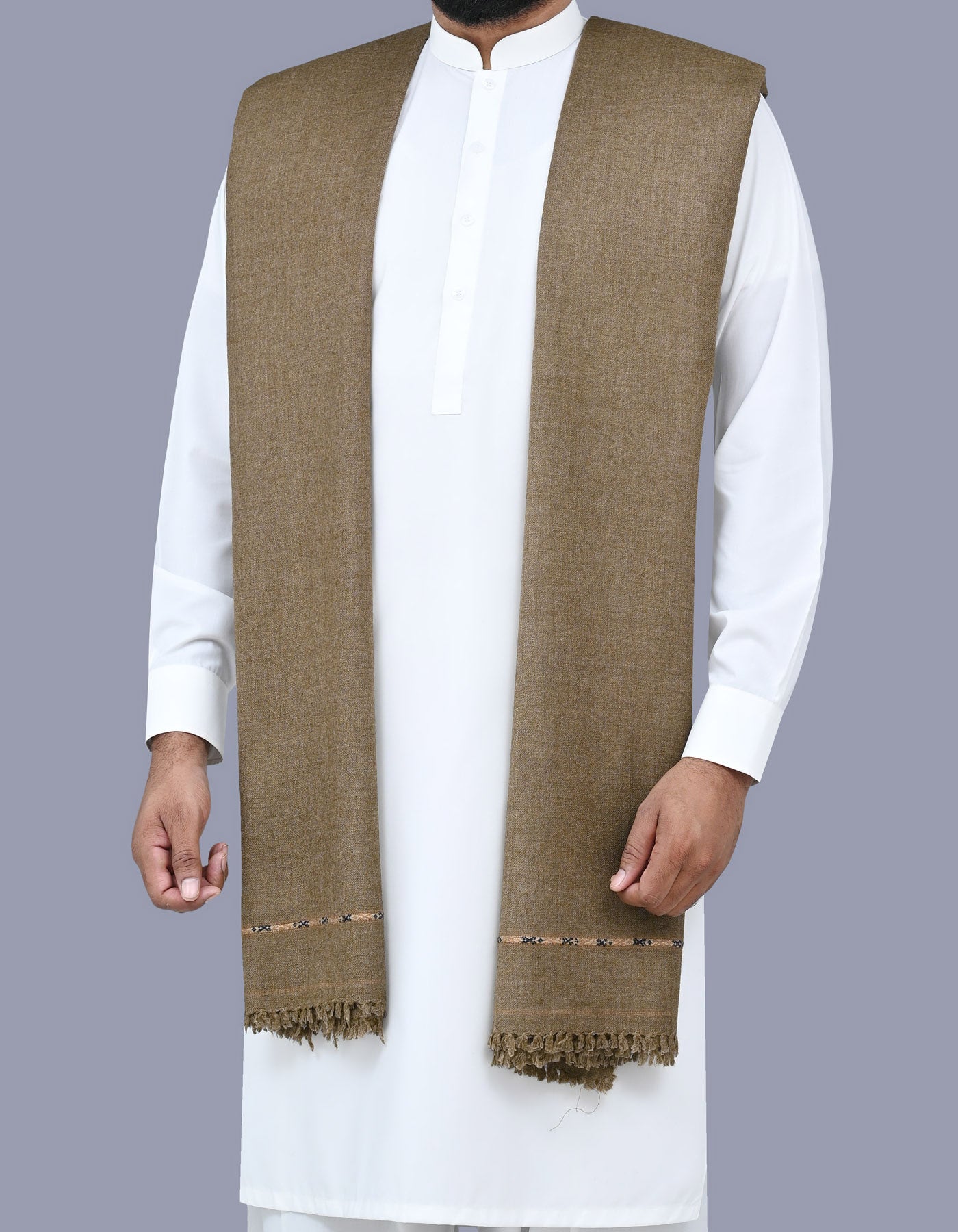 Men's Winter Wool Shawl - Olive