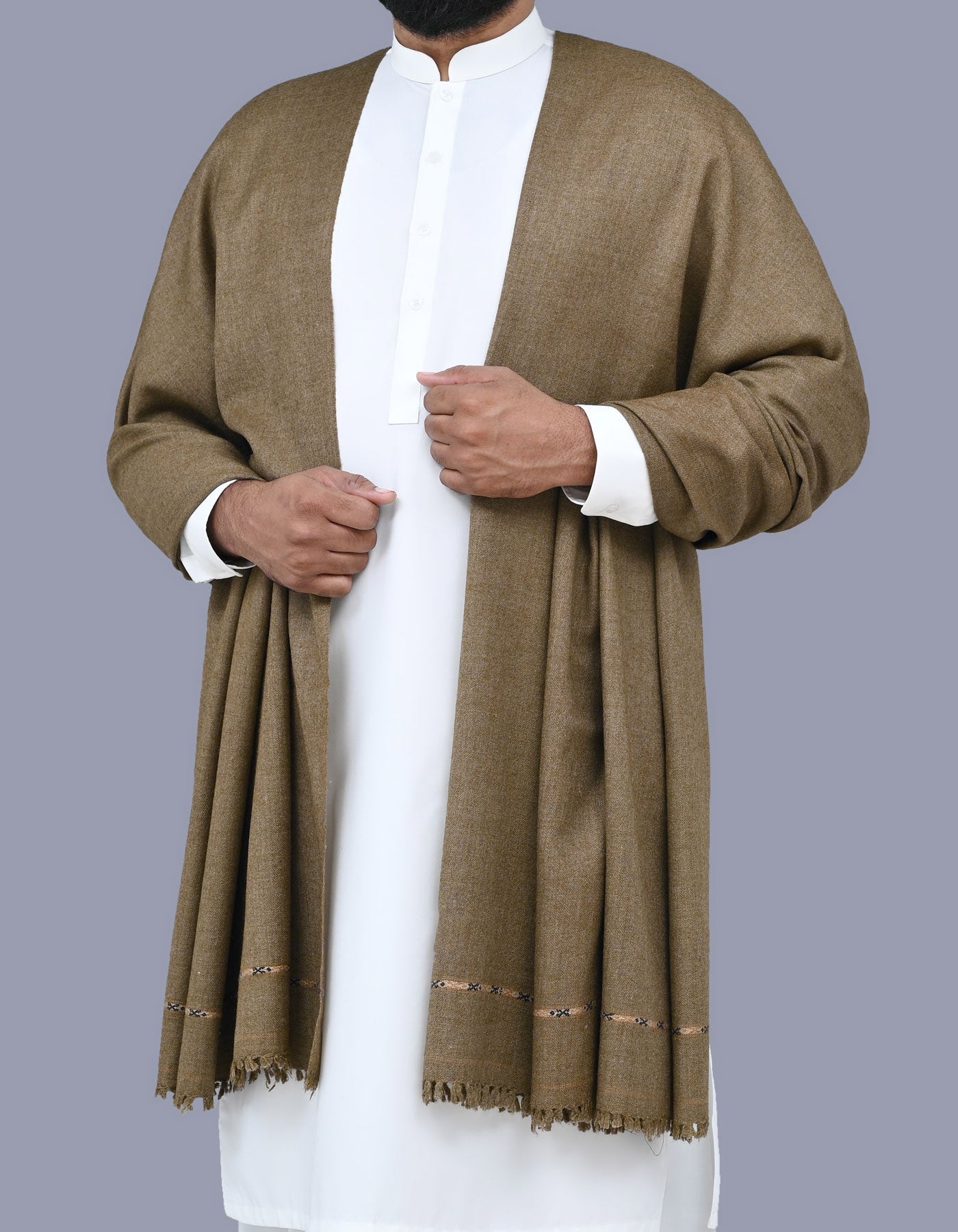 Men's Winter Wool Shawl - Olive