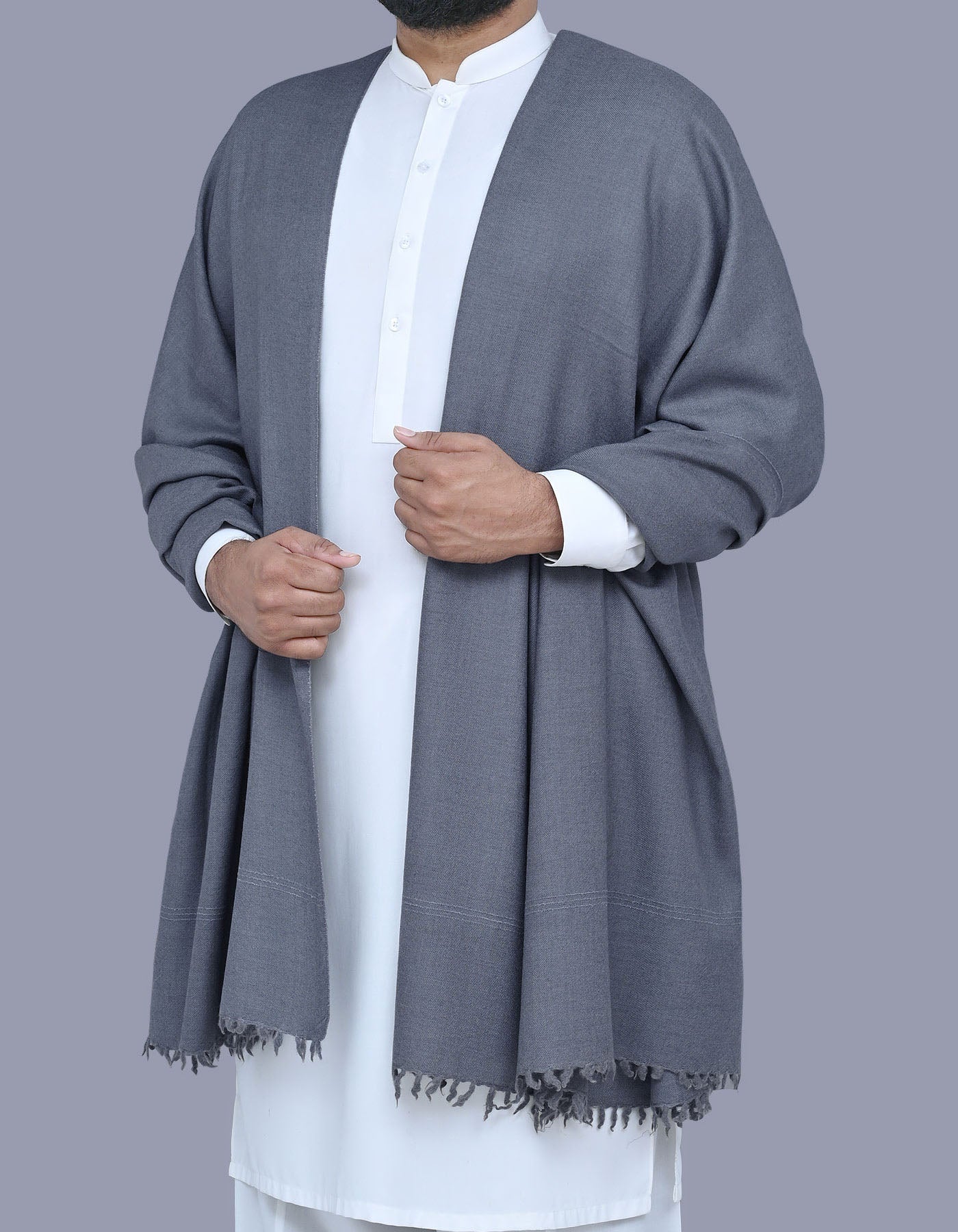 Men's Winter Wool Shawl - D Grey