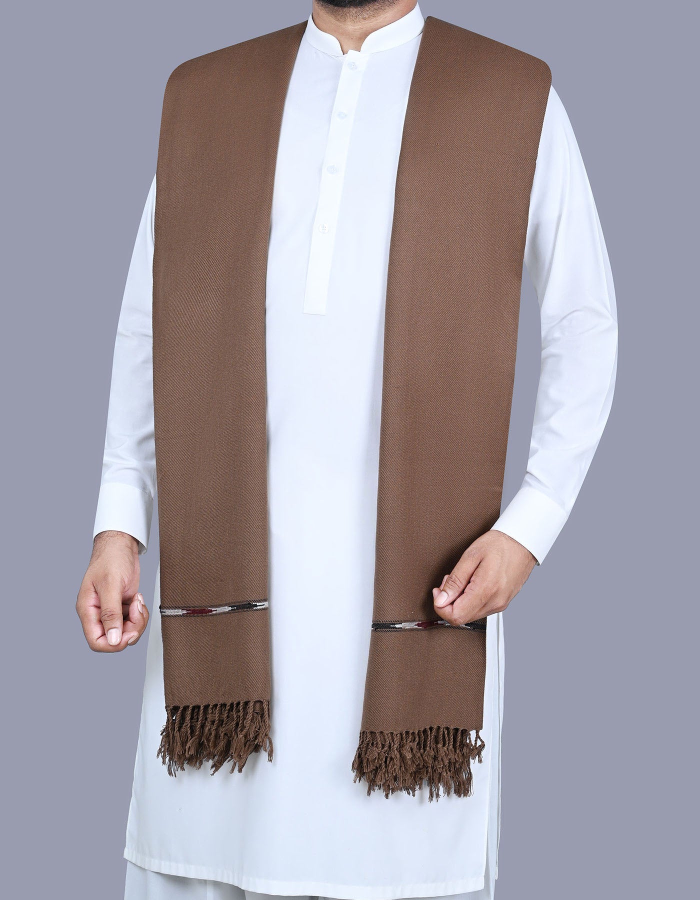 Men's Winter Wool Shawl -D Brown