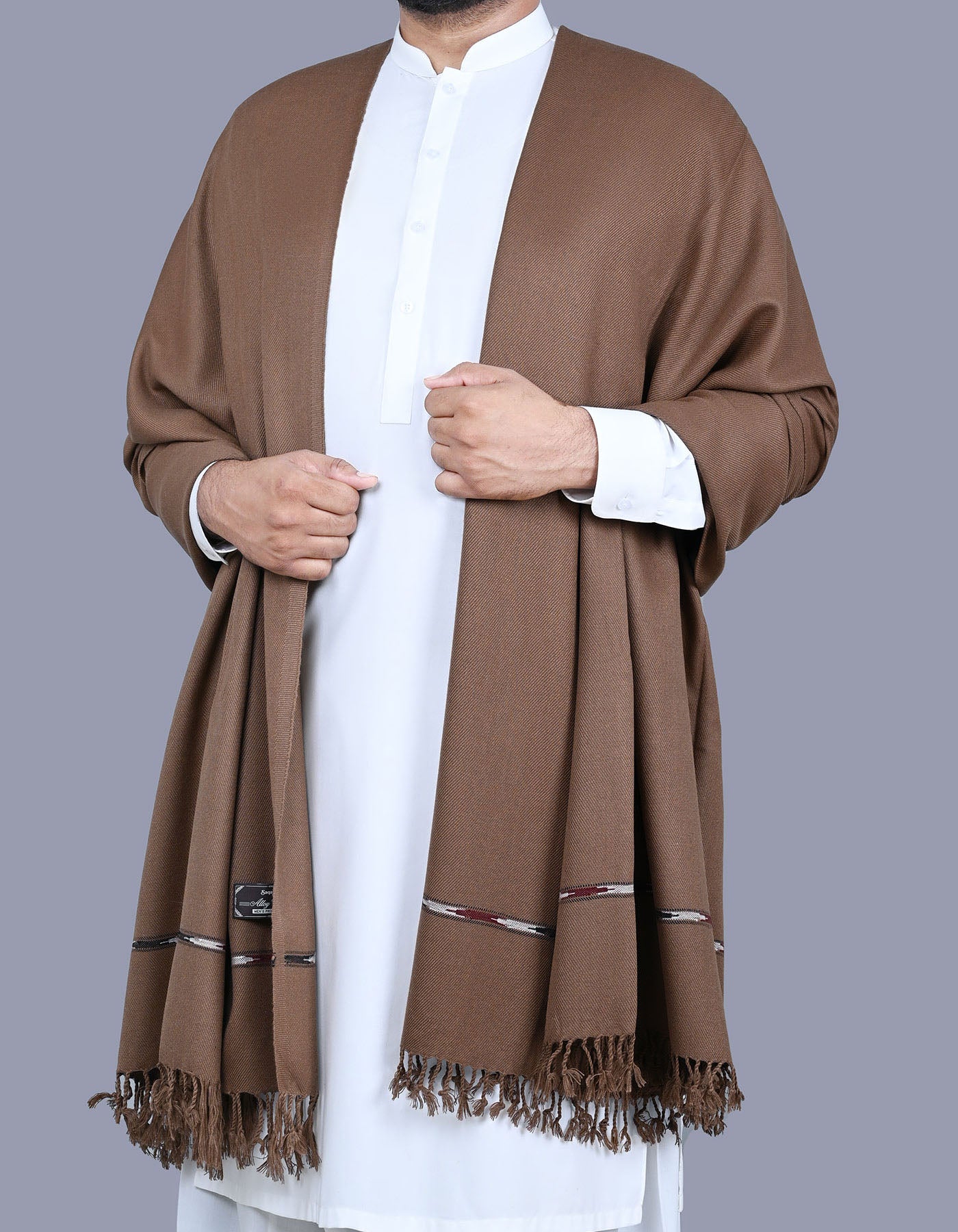 Men's Winter Wool Shawl -D Brown