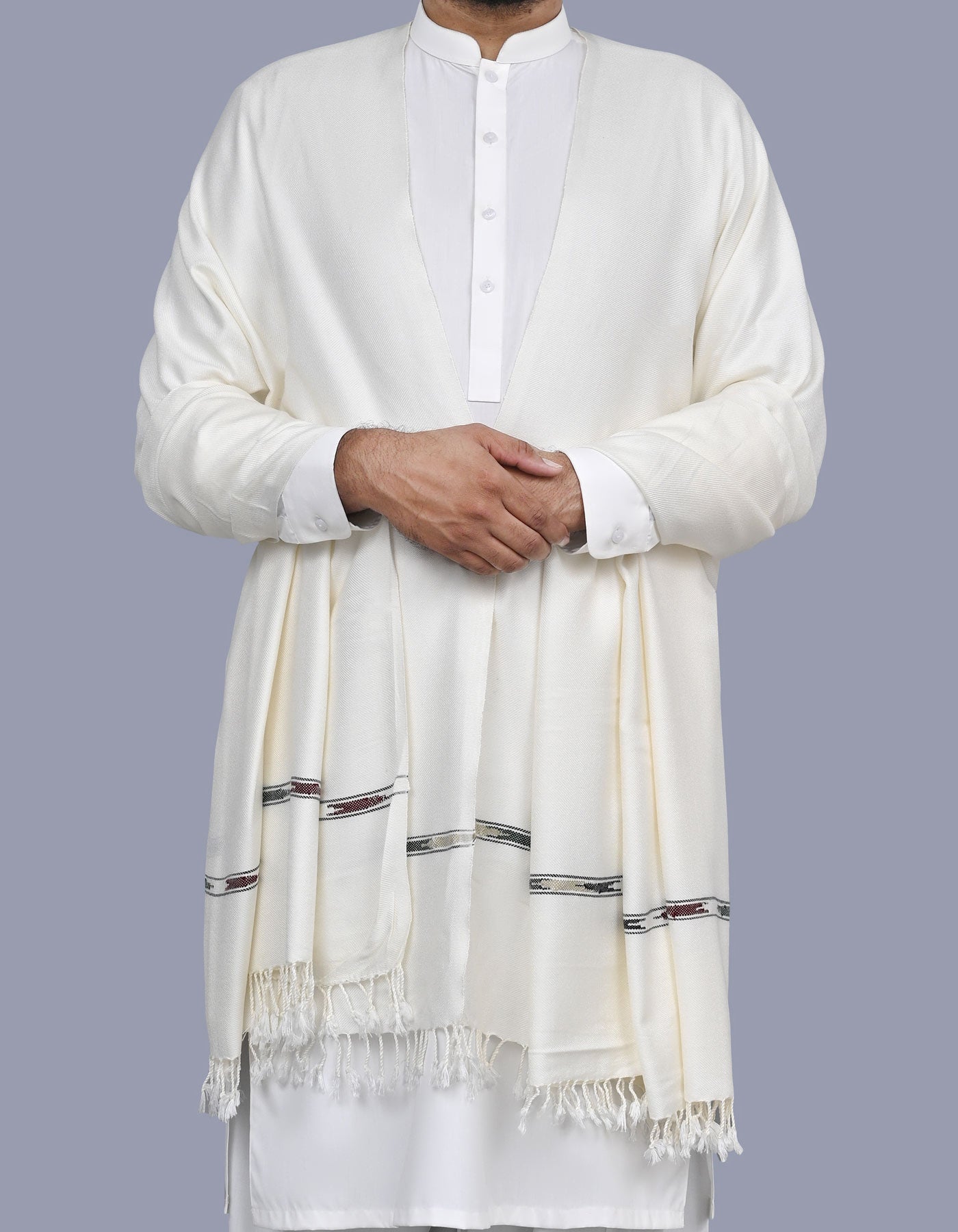 Men's Winter Wool Shawl -Off White