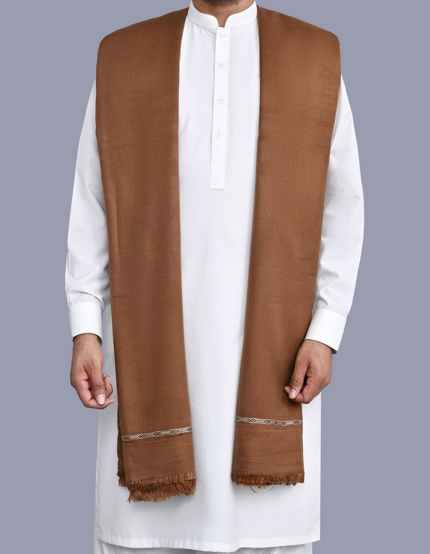 Men's Winter Wool Shawl - Camel