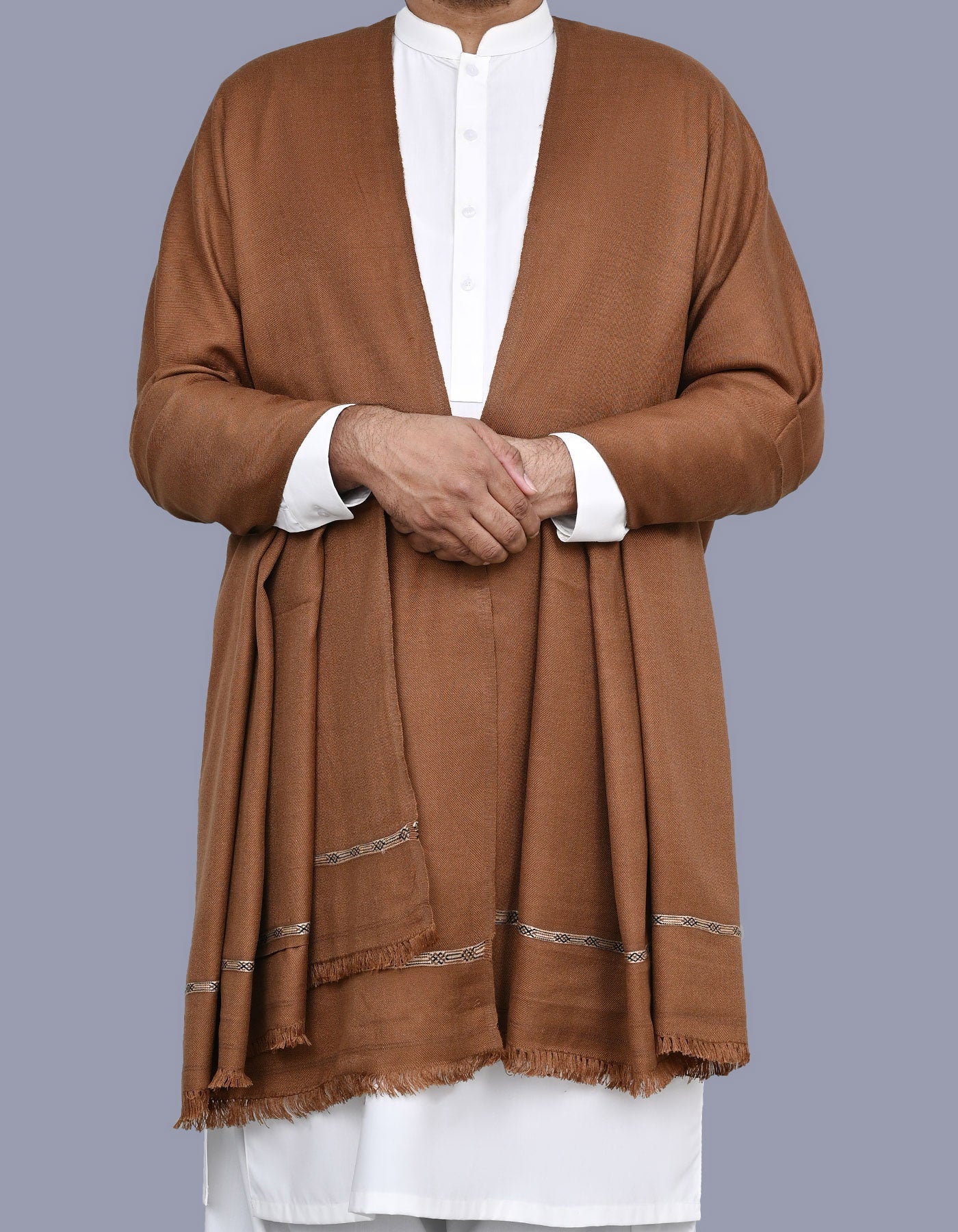 Men's Winter Wool Shawl - Camel
